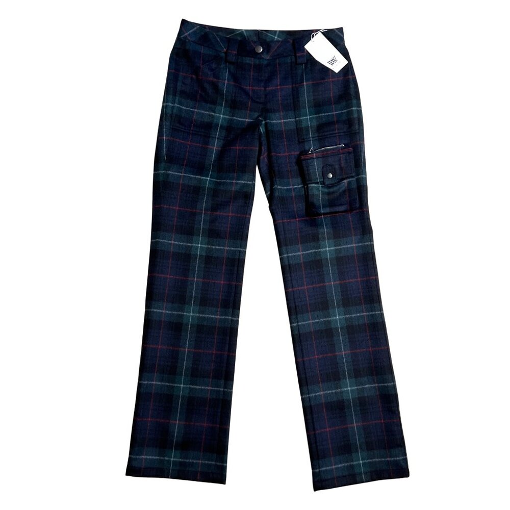 NWT Worth Wool Blend Plaid Pants • Size 4 • Navy/Green/Red/White